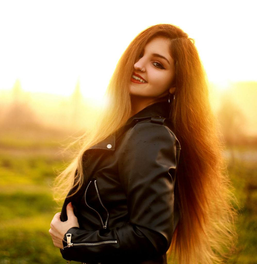 Portrait of a Woman in Leather Jacket